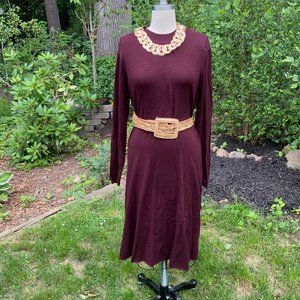 Rich H & M Brown Sweater Dress Mock Turtle Neck Sz XL 14 16